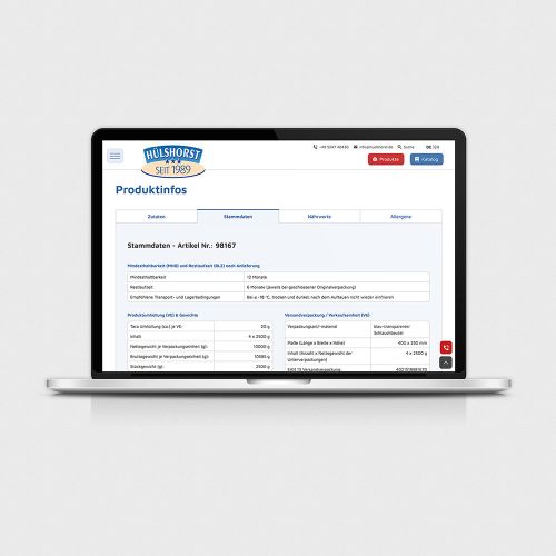 Produktdetailseite mit ausführlichen Produktinfos