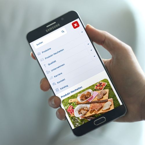 Ansicht des mobilen Menüs auf dem Handy